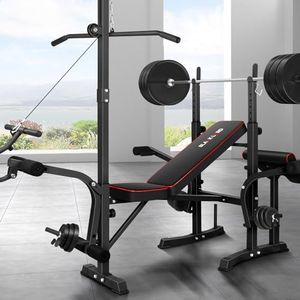 BLACK LORD Weight Bench 14-in-1 Home Gym Fitness Abdominal Strength Training Muti-Station Adjustable Bench Military Press Workouts Equipment, Black, 360 kg Capacity