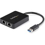 StarTech.com USB 3.0 to Dual Port Gigabit Ethernet Adapter w/ USB Port - 10/100/100 - USB Gigabit LAN Network NIC Adapter (USB32000SPT)