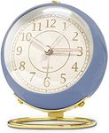 JUSTUP Small Table Clocks, Classic Non-Ticking Tabletop Alarm Clock Battery Operated Desk Clock with Backlight HD Glass for Bedroom Living Room Kitchen Indoor Decor (Blue)