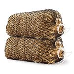 Bloomoak Slow Hay Net Feeder for Horses, Durable Soft Black PE 2/3 String Hay Bales Bags, Fit 36x18x18 to 47x25x17 Inches, Extends 50-64 Inches (2 1.6" Hole/2PC)