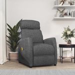 Massage Reclining Chair Dark Grey Fabric, Massage Recliner Chair, Modern Padded Seat Reclining Chair Single Sofa for Living Room, Adjustable Home Theater Seating Office, KangmusiCA-289707