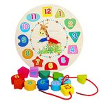 Univocean Cartoon Wooden Analog Shape Sorting Teaching Clock for Children Preschool Learning Educational Toys - Multi Color