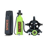 SMACO Mini Scuba Tank with Full Face Diving Mask,S400 Pro 1L Portable Mini Diving Tank Reusable Pony Bottle —DOT Certified Tank with 15-20 Minutes Diving Cylinder for Underwater Exploration Rescue