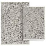 Bathroom Mat, Bath Mat for Bathroom Set of 2, Extra Soft and Absorbent Bathroom Rugs, Non-Slip Plush Shaggy Bath Carpet, Runner Mat, Bath Rugs for Bathroom Floor, Tub and Shower, 16x24+20X32, Grey