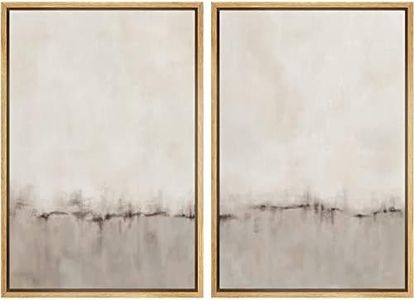 MUDECOR Framed Canvas Print Wall Art Set Watercolor Pastel Duotone Tan Landscape Abstract Shapes Illustrations Modern Art Decorative Contemporary for Living Room, Bedroom, Office - 16"x24"x2 Natural