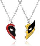 2pcs Best Friend Necklace, Half Heart Friendship Necklace for 2 Superhero Styles Love BFF Jewelry Gift for Men Women Boys Girls