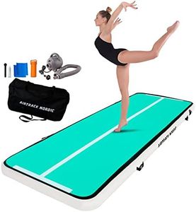 AirTrack Nordic Home 5 m Special Edition Tapis de Gymnastique Gonflable - avec Pompe à air électrique, idéal pour la Gymnastique, Le Yoga – Durable et Facile à Transporter (Menthe/Argent)