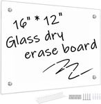 TORASO Glass Whiteboard, Dry Erase White Board,30 x 40cm Small Glass White Board for Home Kitchen, Office, Frameless, Brilliance White(Glass BB-WH-3040).CA