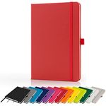 Savvy Bee Premium A5 Notebook New Lined Hardback Journal with Pen Loop,196 Page, Elastic Closure and Ribbon Marker Notepad Note Book Notes Pad (Red)