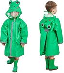 Kids Rain Wear,3D Cartoon Children Toddler Raincoat Jacket Poncho for Boy Girl, Green, Medium