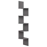 VASAGLE 5-Tier Corner Shelf, Wall Shelf, Display Floating Shelf in Living Room, Study, Kitchen, Bedroom, for Plants, CDs, Decorations, Modern, Concrete Grey