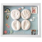 DIY Baby Handprint Footprint Memories Frame with LED Lights | Baby Shower Frames for Mom to be | New Parents Gift| Newborn Baby Keepsake Handprint and Footprint Photo Frame Kit (Light Green)