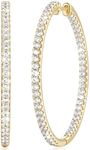 NICRET Hoop Earrings 14K Gold Hoop Earrings for Women Dual Diamond Hoop Earrings Large Gold Hoop Earrings 40mm*2mm
