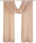 SHERWAY 2 Panels 30Ft Extra Long Chiffon Arch Drapes for Wedding Party Reception Backdrop Ceremony Swag Decoration (Nude & Nude)