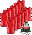 Antoyo 12 Pack Pennies for Soccer Scrimmage Vest Practice Jersey for Adult Youth Red