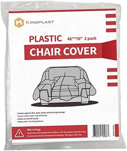 Kingplast 2 Pack Plastic Chair Cover for Moving and Storage 46"x 76" Plastic Furniture Covers for Indoor Outdoor Patio