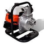 vidaXL Petrol Powered Water Pump - 2 Stroke, 1.2 kW, Lightweight, Compact, Portable, Suitable for Clean/Lightly Soiled Water, Easy Start with Recoil System, Durable Steel Frame Protection