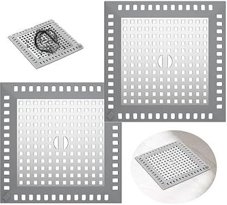 2Pcs Shower Drain Hair Catcher, Bathtub Drain Cover Stainless Steel Shower Stall Drain Protector, Drain Strainer, Stainless Steel and Silicone Drain Cover for Bathroom & Kitchen