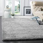 CarpetEx Soft Fluffy Plain Shaggy Rugs for Bedroom 5x8 Feet Fur Carpets for Living Room Light Grey Color