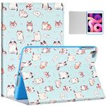 Uppuppy Case for iPad Air 2/1st Generation & for iPad 5th(2017)/6th(2018)/Pro 9.7 inch Cartoon Cute Kawaii Partten Preppy Cat Aimal Folio a1474 a1475 a1566 a1673 Cover Cases for Women Teens Girls