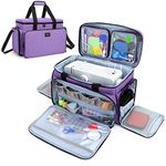 CURMIO Sewing Machine Bag for Most Standard Sewing Machine, Universal Sewing Machine Carrying Case with 2 Removable Zipper Pouches for Sewing Supplies, Purple (Patent Design)