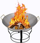 Lyrovo Bonfire Pit for Outdoor Campfire Bowl for Garden Use, Outdoor Camping Barbeque Making with Round Iron Stand