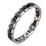 ZIVOM® Black Ceramic Silver 316L Stainless Steel Magnetic Bracelet For Men