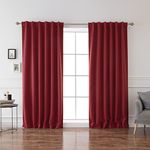 Best Home Fashion Thermal Insulated Blackout Curtains - Back Tab/Rod Pocket - Cardinal Red - 52" W x 84" L - Tie Backs Included (Set of 2 Panels)