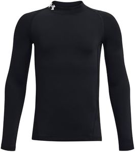 Under Armour Boys ColdGear Armour Mock Long Sleeve T-Shirt (Big Kids) Black/White 1 X-Small