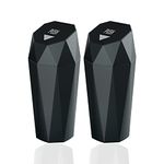 YIOVVOM Car Trash Can with Lid，Mini Diamond Design Automatic Portable Trash Can，Used in Car Home, Office, Kitchen, Bedroom (2, Black)