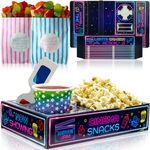 Moviejam Movie Night Snack Trays - (20pcs) 10 Cardboard Popcorn Boxes, 10 Paper Candy Bags