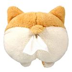 Veemoon Corgi Butt Shaped Tissue Holder Soft Plush Cartoon Animals Paper Storage Tissue Tray Container Cover for Car Home Bedroom Office