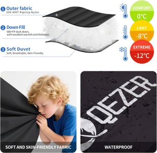 QEZER 4-Season Down Sleeping Bag – Black, Lightweight Camping Gear