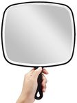 OMIRO Hand Mirror, Extra Large Black Handheld Mirror with Handle, 9" W x 12.4" L