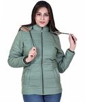 Brazo Nylon Classy Solid Women Standard Length Jacket With Hoodie (M, Light Green), Medium