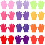 QKURT 12 Pairs Kids Magic Gloves, Winter Gradient Colors Thermal Gloves Stretch Full Fingers Gloves for Commuting Playing