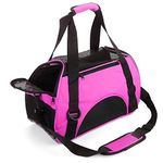 Pet Carrier Bag AVC Portable Soft Fabric Folding Travel bag for Dog, Cat, Puppy Foldable Pet Bag (Pink)