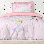 Sleepdown Kids Girls Childrens Dancing Ballerinas Blush Pink Reversible Duvet Cover Quilt Bedding Set with Pillowcase Soft Easy Care Bed Linen - Single (135cm x 200cm), 5056557512171, Multicolor