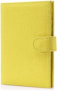 LnxLtw Passport Wallet for Women – RFID Blocking Passport Holder for Travel Women with Card Slots, Coin Pocket & SIM Slot – Slim Genuine Leather Travel Organizer – Lemon Yellow