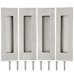 Malimali 6 Inch Recessed Finger Flush Pulls for Pocket Door Barn Door, Closet Sliding Door Handle, Brushed Stainless Steel Rectangular Door Pulls Hardware(4 Pack)