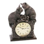 Bronze Finish Mantel Clock - 2 Cats