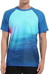 VAYAGER Men's Swim Shirts Rash Guard UPF 50+ Quick Dry T-Shirt Loose Fit Water Surfing T Shirts, Sky Blue-black-1, 3X-Large