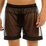 iEFiEL Men's Transparent Briefs See-through Mesh Loose Boxers Shorts Bikini Cover Up Underwear Black 3XL