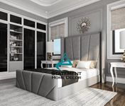 Winged Bed Frame, Ottoman Storage Bed Frame, Plush Velvet Bed Frame (Green Plush Velvet, 5FT King Size)