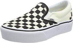 VANS Unisex Classic Slip-On Shoes, (Platform) Black/White Checker, 7 Women/5.5 Men