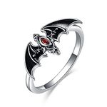 YFN Bat Rings Sterling Sliver Gothic Cross Rings Gothic Jewellery Vampire Gifts for Women Men Girls (Ring)