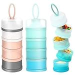 2 PCS 4 Layers Baby Milk Powder Dispenser, Milk Powder Pots, Formula Dispenser Portable Milk Powder Formula Dispenser Container Pot Box Milk Cans Snack Storage Box for Travel (Blue + Sakura Powder)