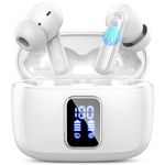 Wireless Earbuds, Bluetooth Ear Buds 5.3 Mini HiFi Stereo with 4 ENC Noise Cancelling Mics Wireless Headphones, in Ear Earphones 48H IP7 Waterproof, LED, USB C, Sports Bluetooth Earbuds White