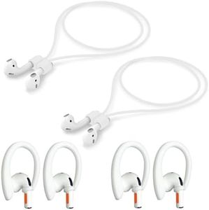 Ansumg Magnetic Anti-Lost Straps Compatible with AirPods 1st to 4th Generation and AirPods Pro 1st to 4th Generation, with 2 Additional Pairs of Ear Hooks (2pack White)