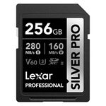 Lexar SILVER PRO SD Card 256GB, UHS-II SD Memory Card, V60, U3, C10, Up to 280MB/s Read, 160MB/s Write, SDXC Card for DSLR/Camera/Professional Photographer/Videographer/Enthusiast (LSDSIPR256G-BNNAA)